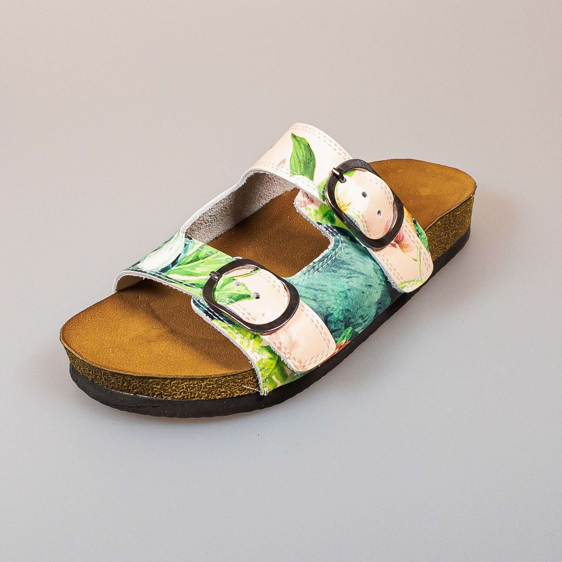 Tropical Leather Open Toe Sandals / Clogs / Slippers / Mules Double Band Handmade, Anti Slip, Anti-Bacterial