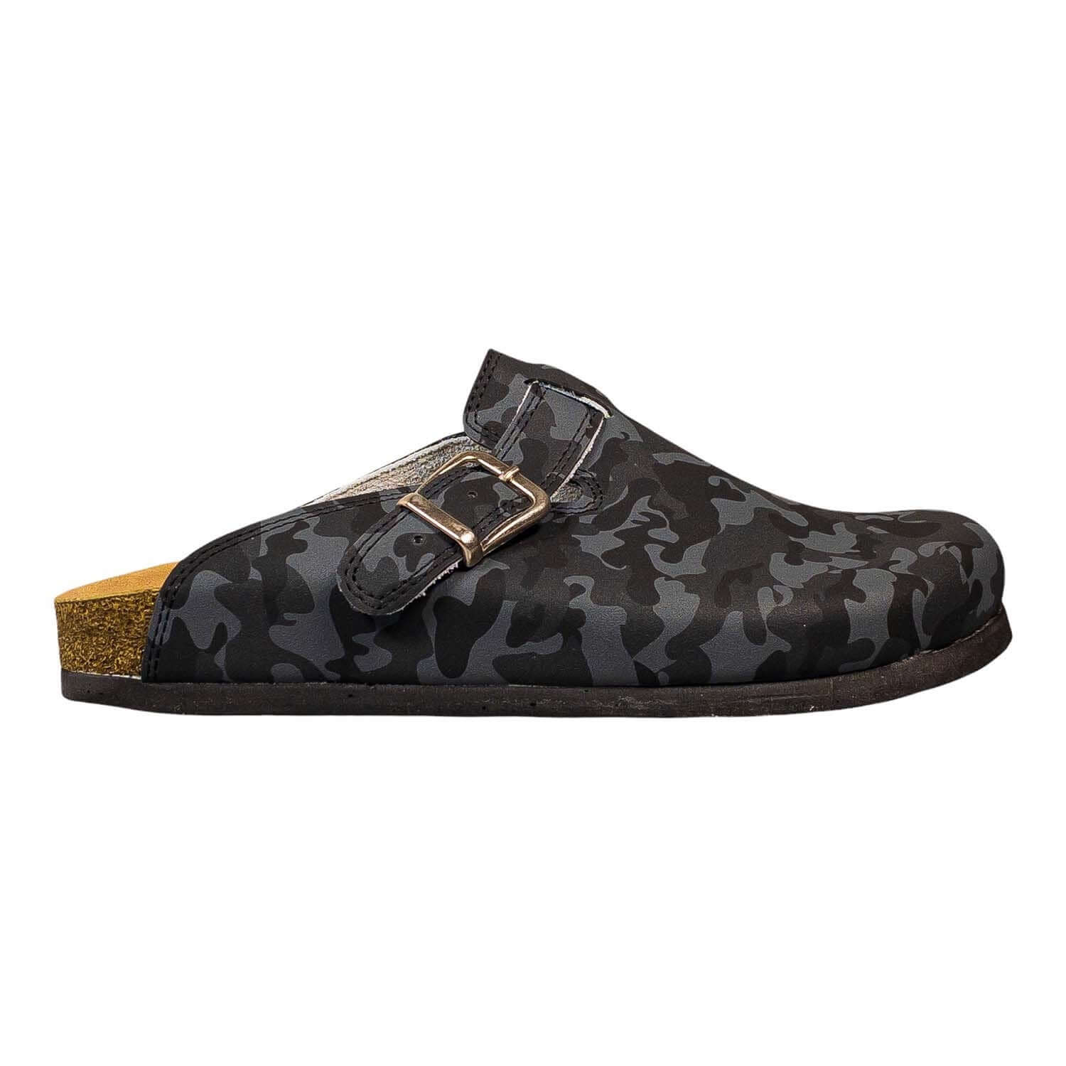 Camouflage Cork Leather Clogs | Slipper | Mules Boston Clogs, Gift for Women and Men, Unisex, Super Comfy, Handmade, Low Heel