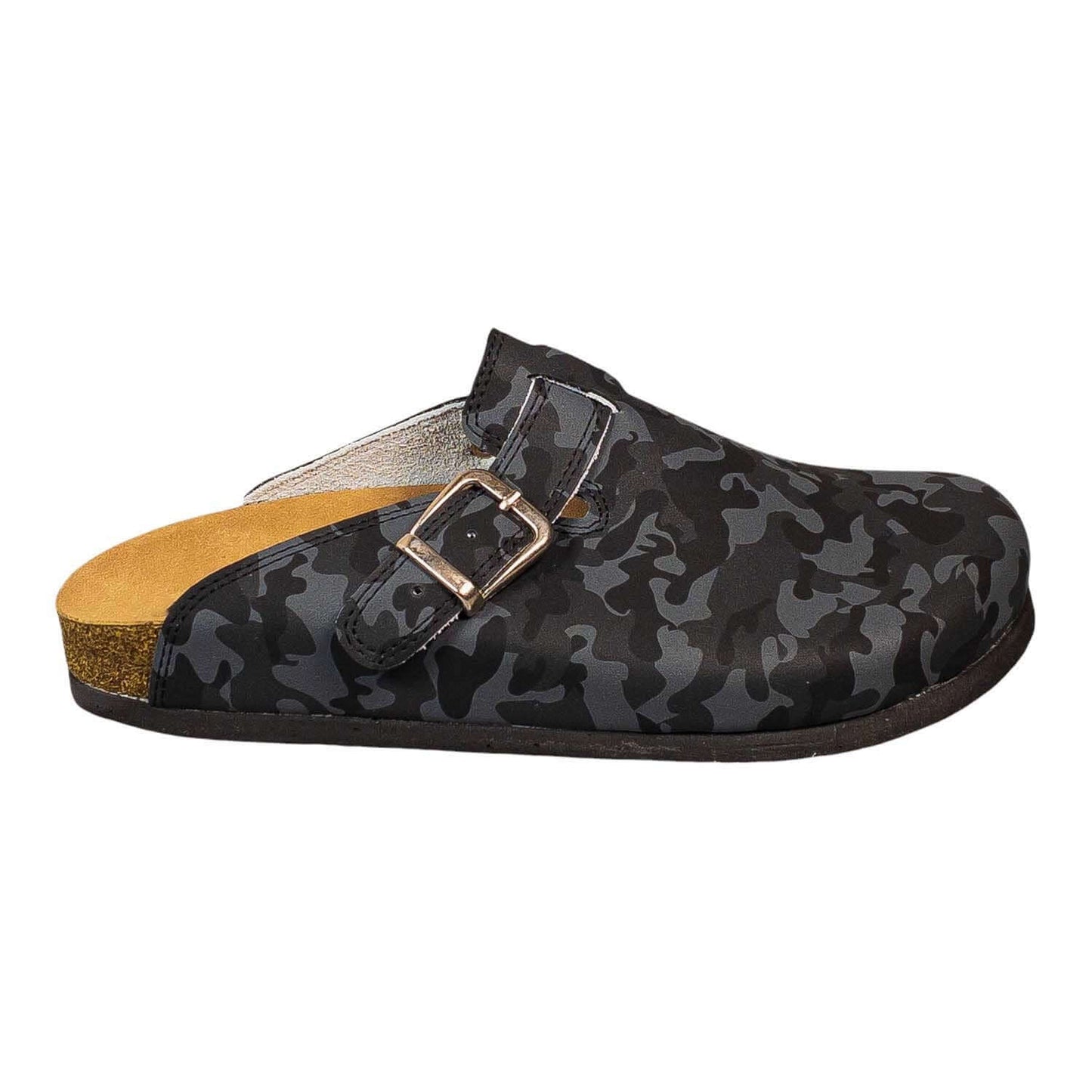 Camouflage Cork Leather Clogs | Slipper | Mules Boston Clogs, Gift for Women and Men, Unisex, Super Comfy, Handmade, Low Heel