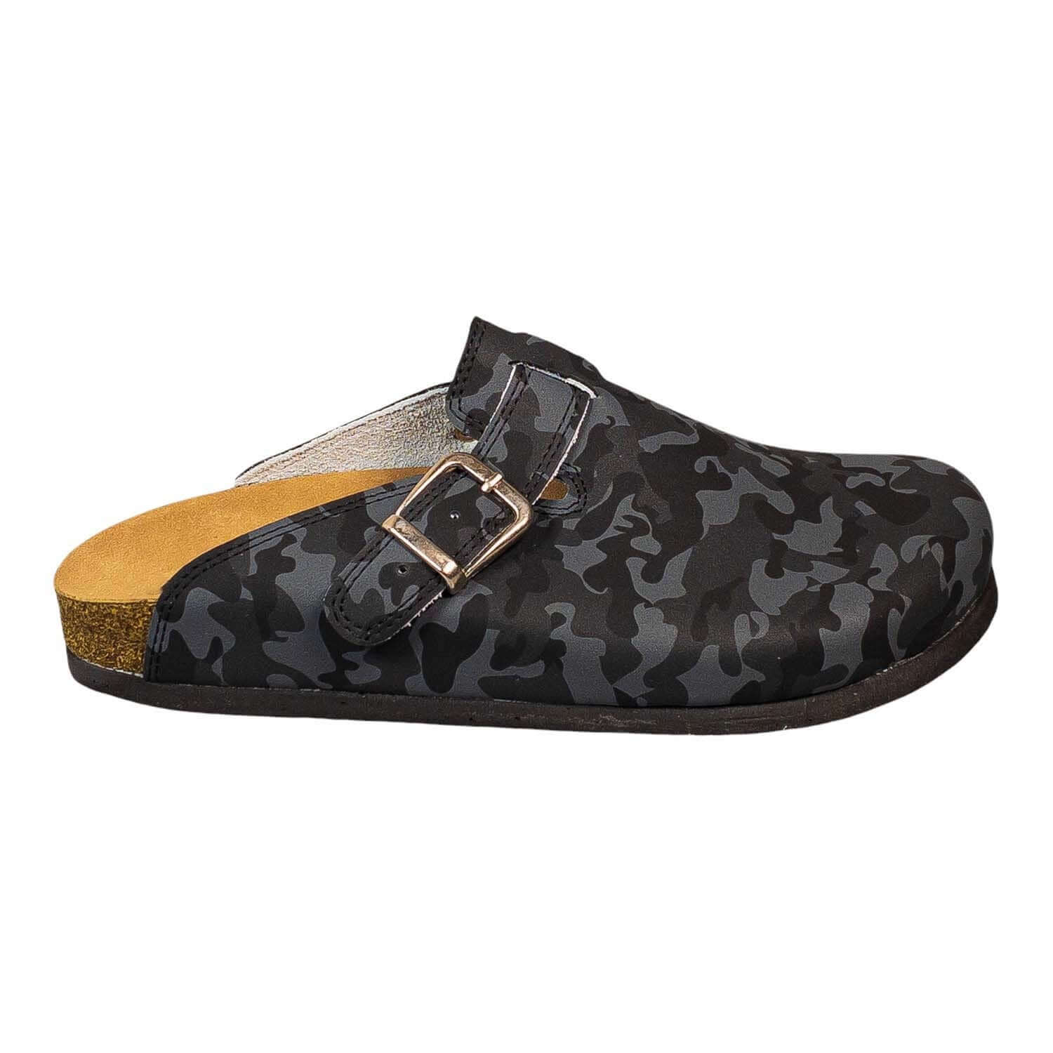 Camouflage Cork Leather Clogs | Slipper | Mules Boston Clogs, Gift for Women and Men, Unisex, Super Comfy, Handmade, Low Heel