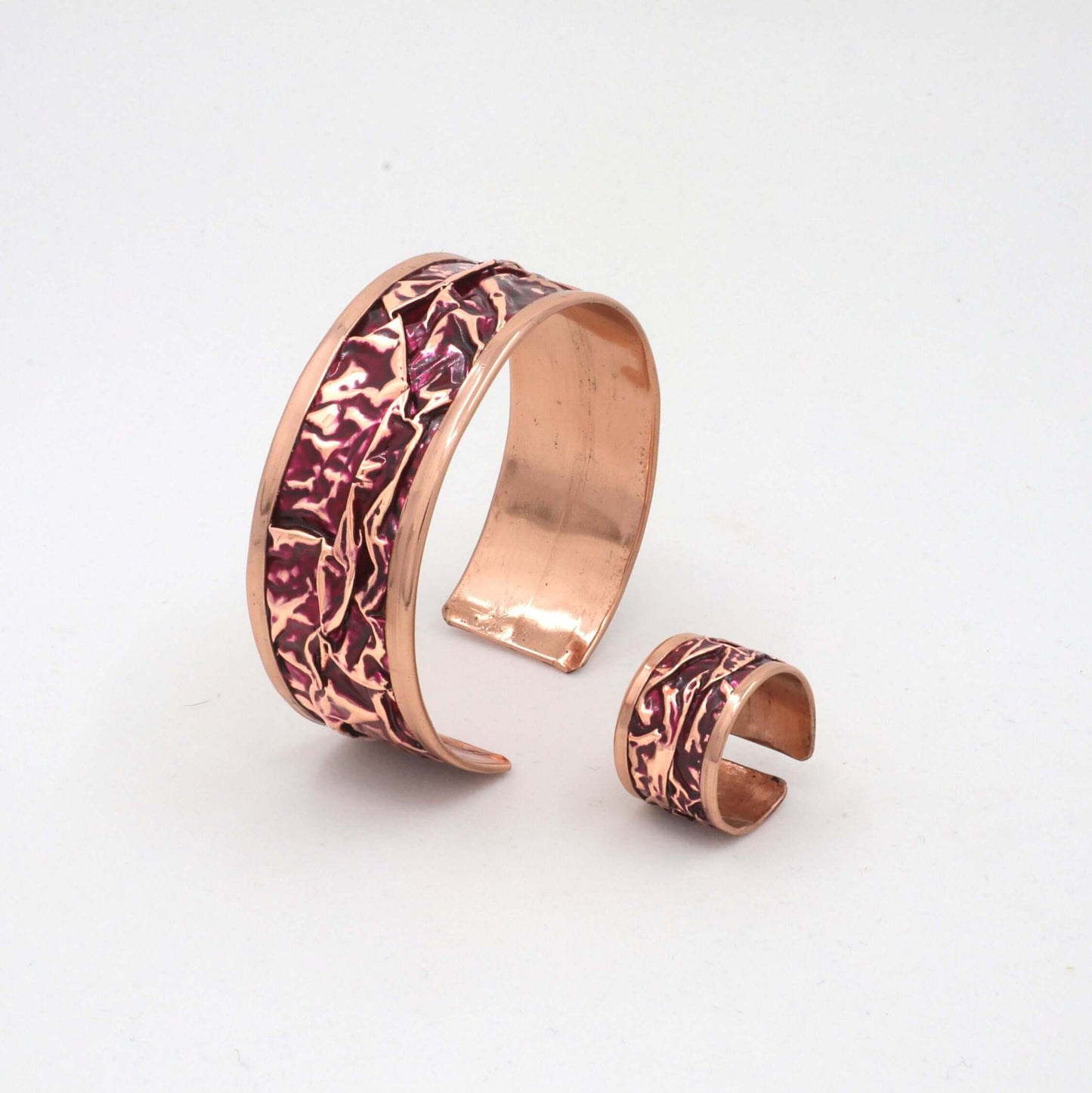 Magenta Copper Wrinkled Jewellery Set