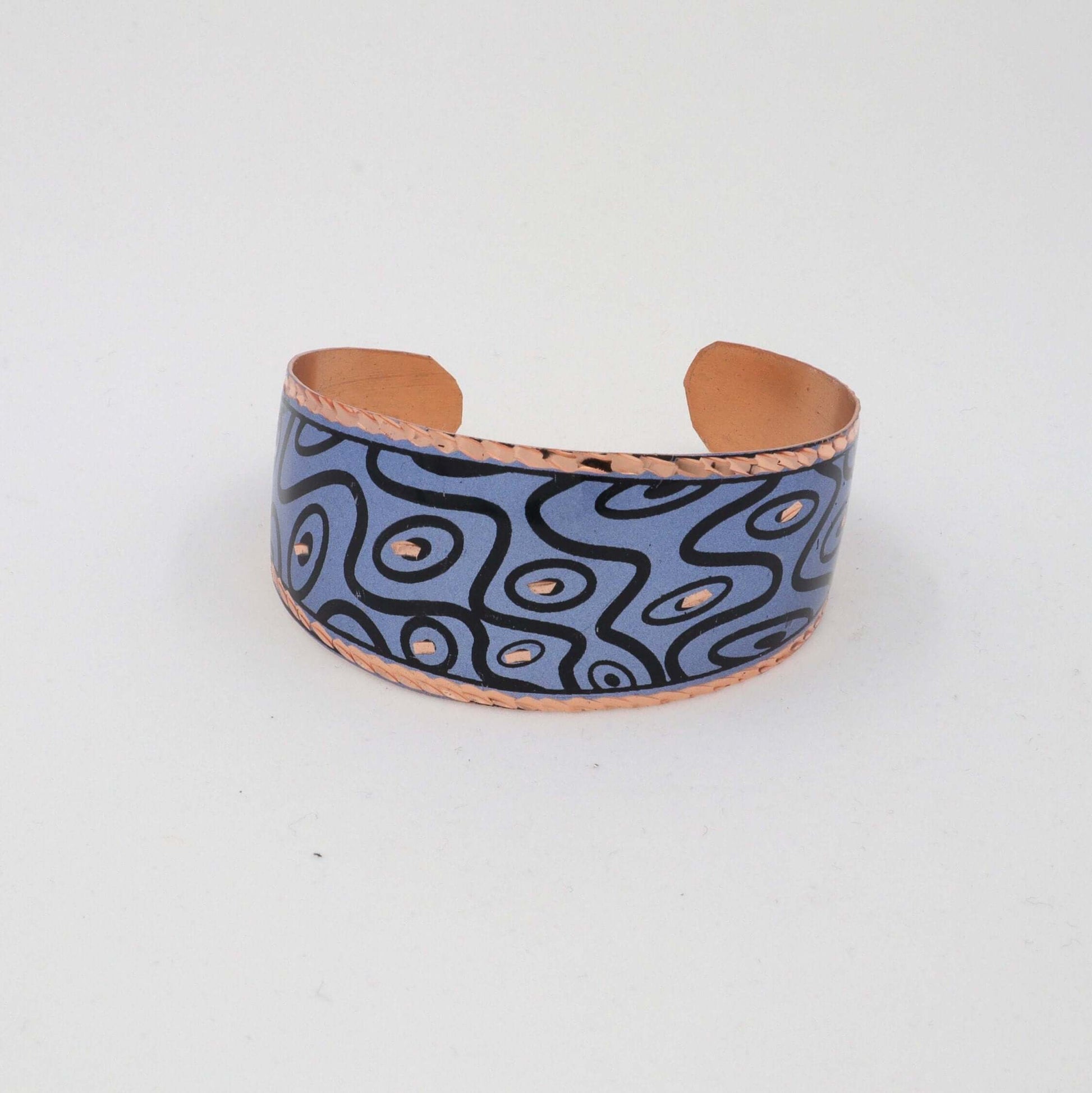 Blue Curvy Shapes Copper Jewelry Set Jewellery