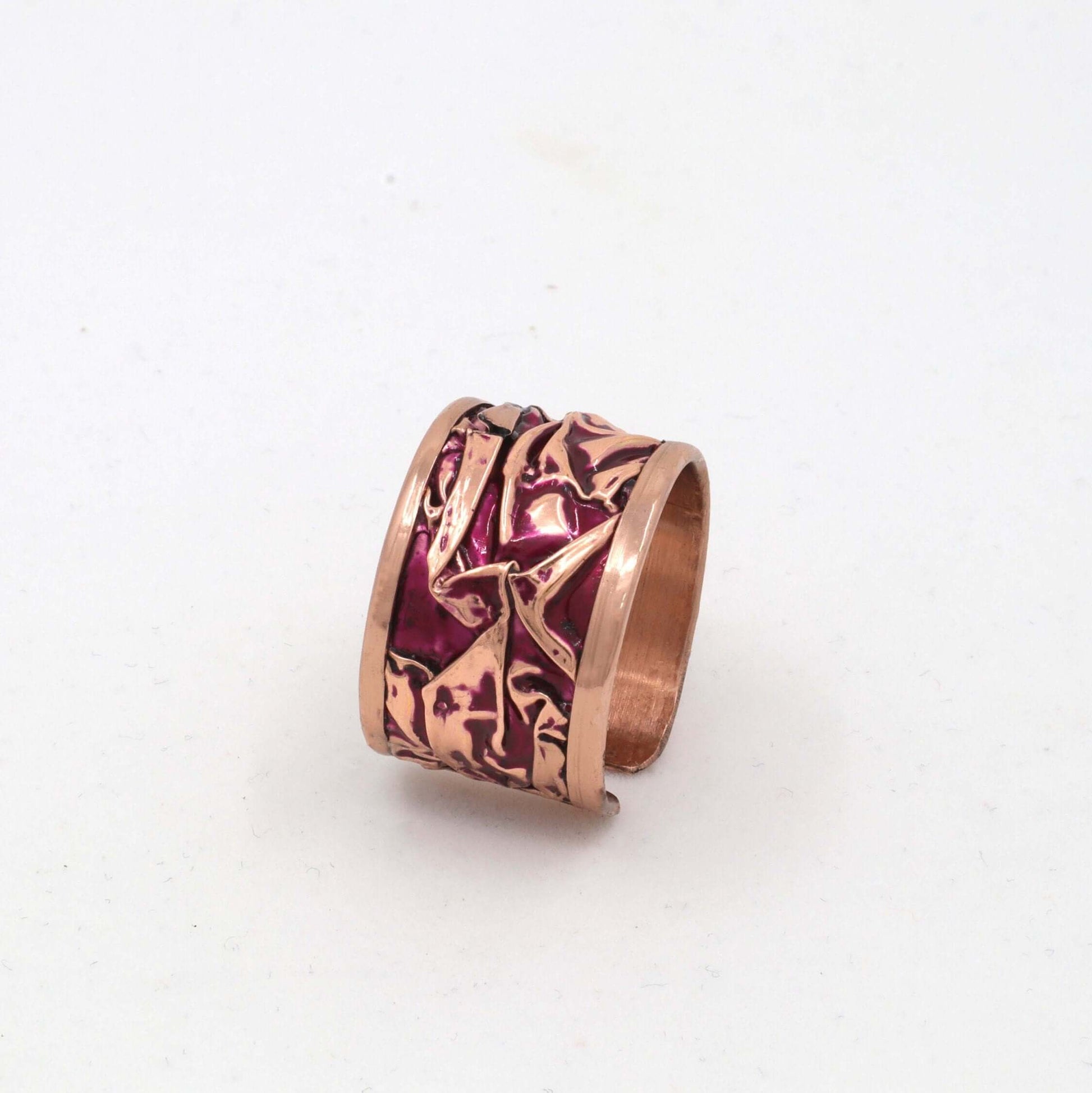 Magenta Copper Wrinkled Adjustable Ring Jewellery
