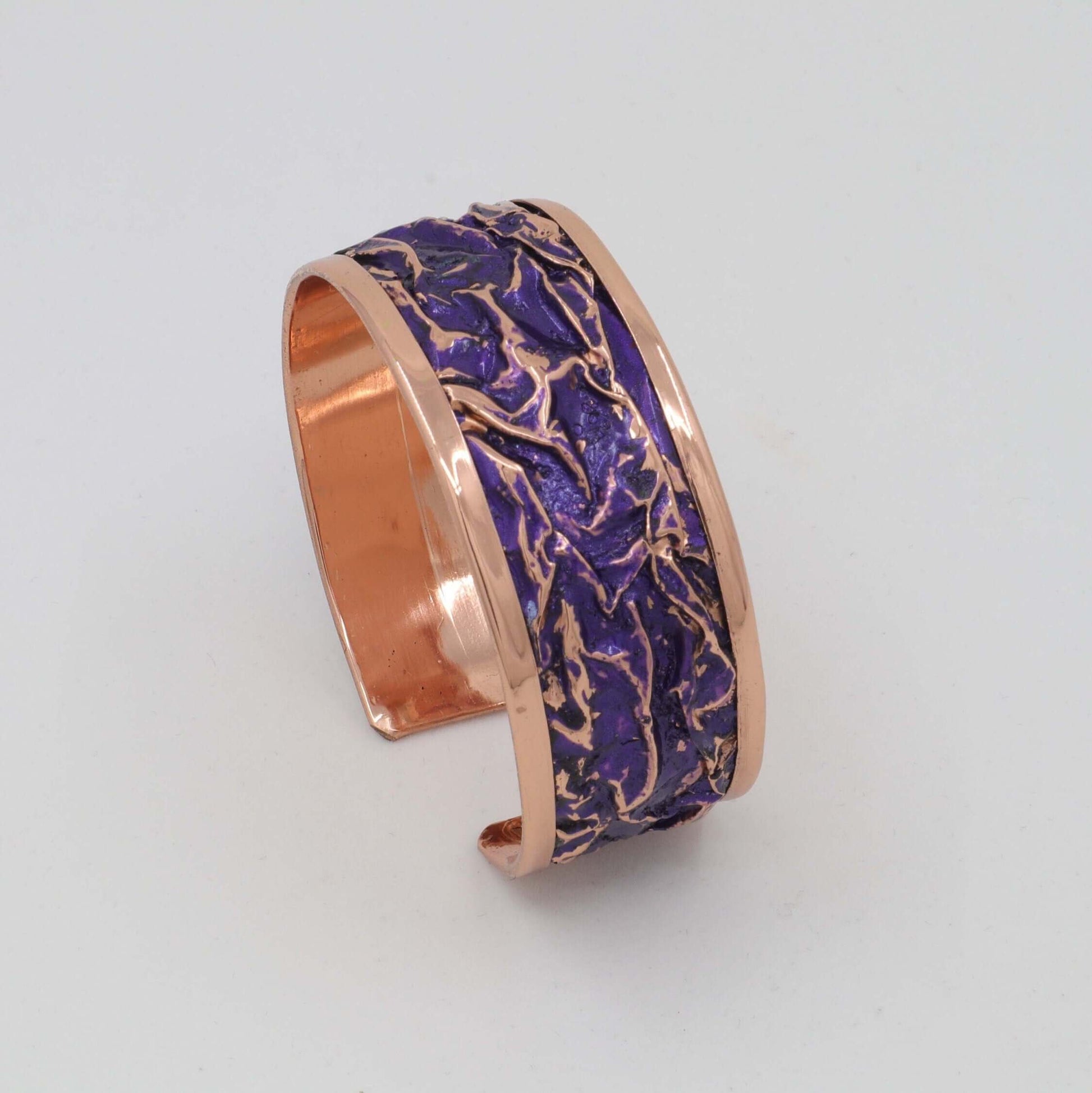 Purple Copper Wrinkled Necklace Earring Adjustable Ring Bracelet Set Jewellery