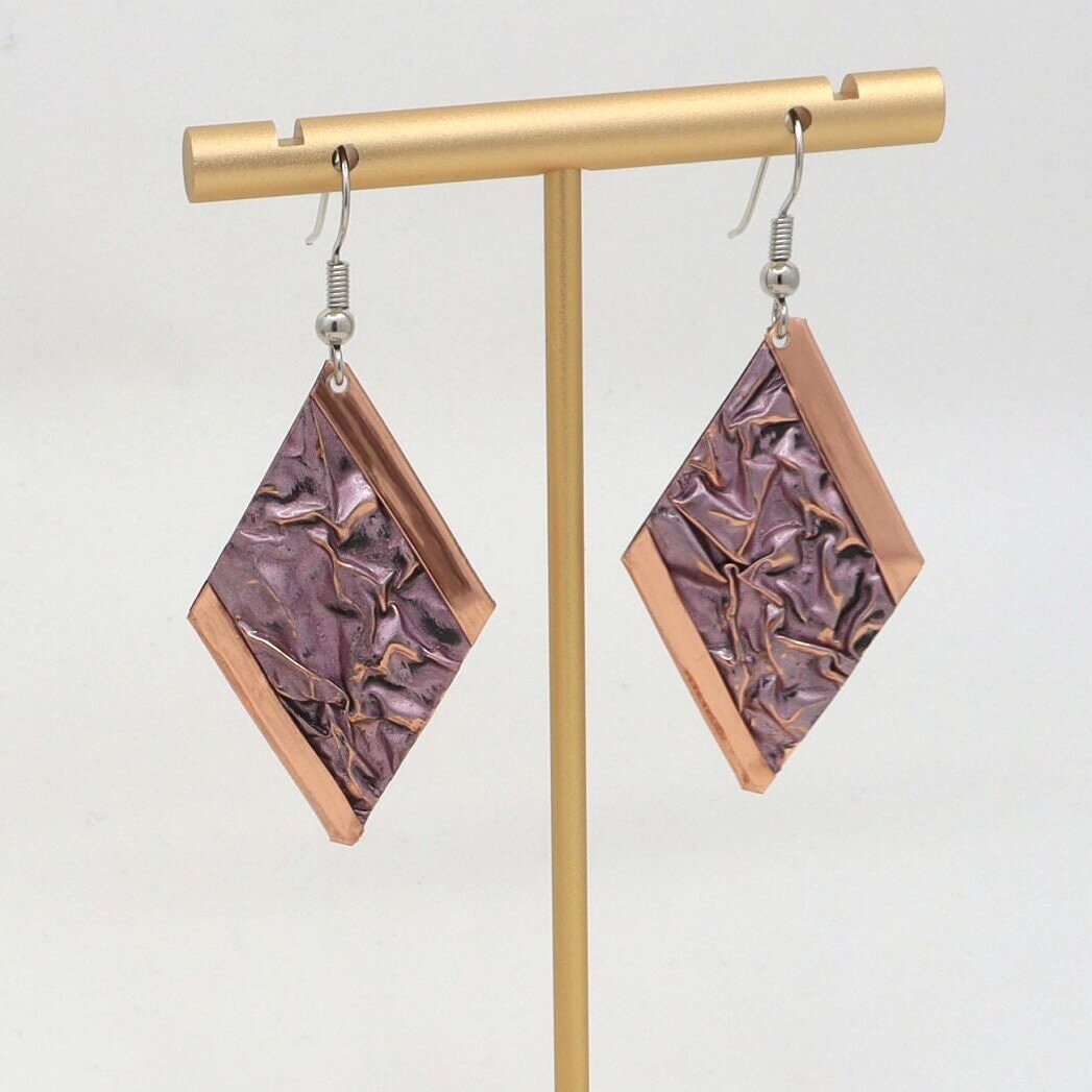 Copper Wrinkled Earring Handmade Jewelry Christmast Birthday Anniversary Gift, Gift for her, Dangly Earring, Gift for Women