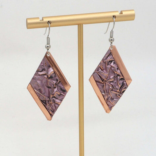 Copper Wrinkled Earring Handmade Jewelry Christmast Birthday Anniversary Gift, Gift for her, Dangly Earring, Gift for Women