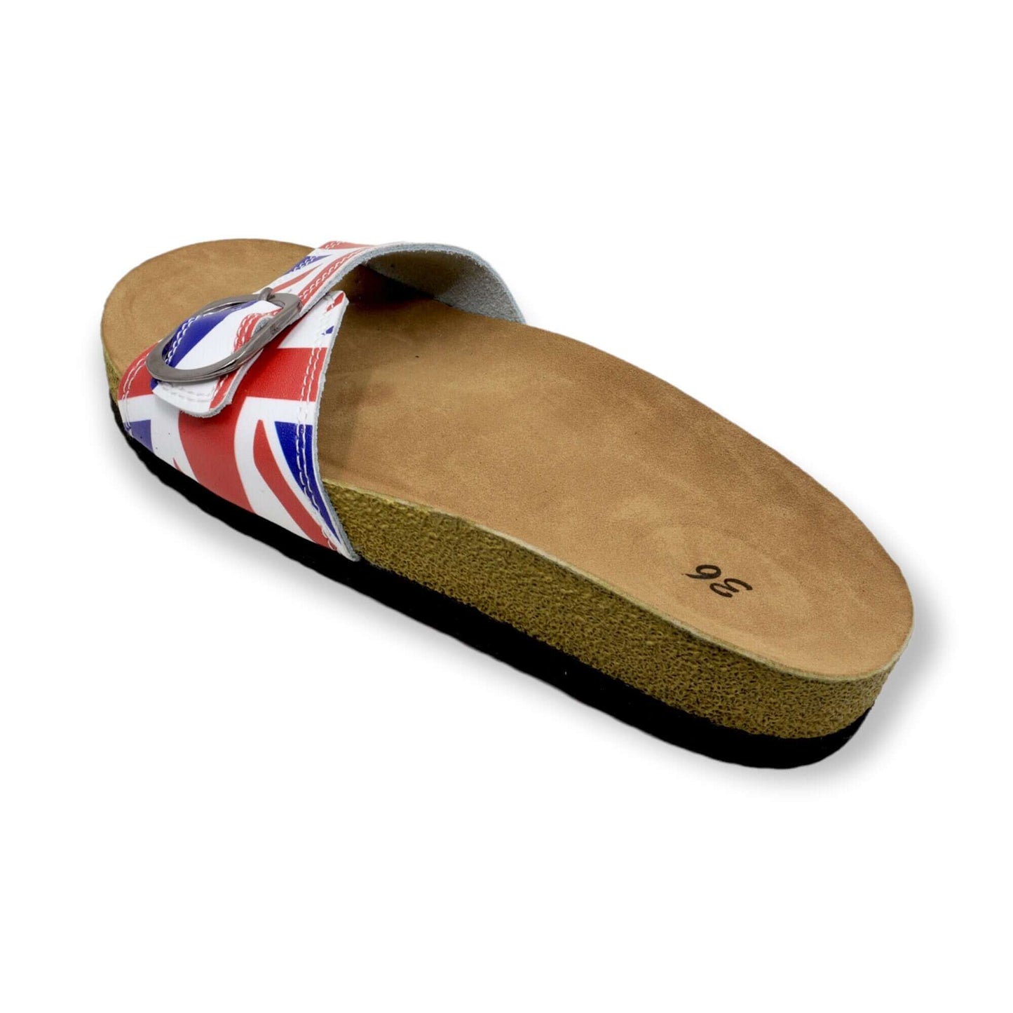  British Flag Single Band Open Toe Leather Sandals, Clogs, Slippers Mules Gift for Women and Men, Unisex, Super Comfy, Handmade, Low Heel