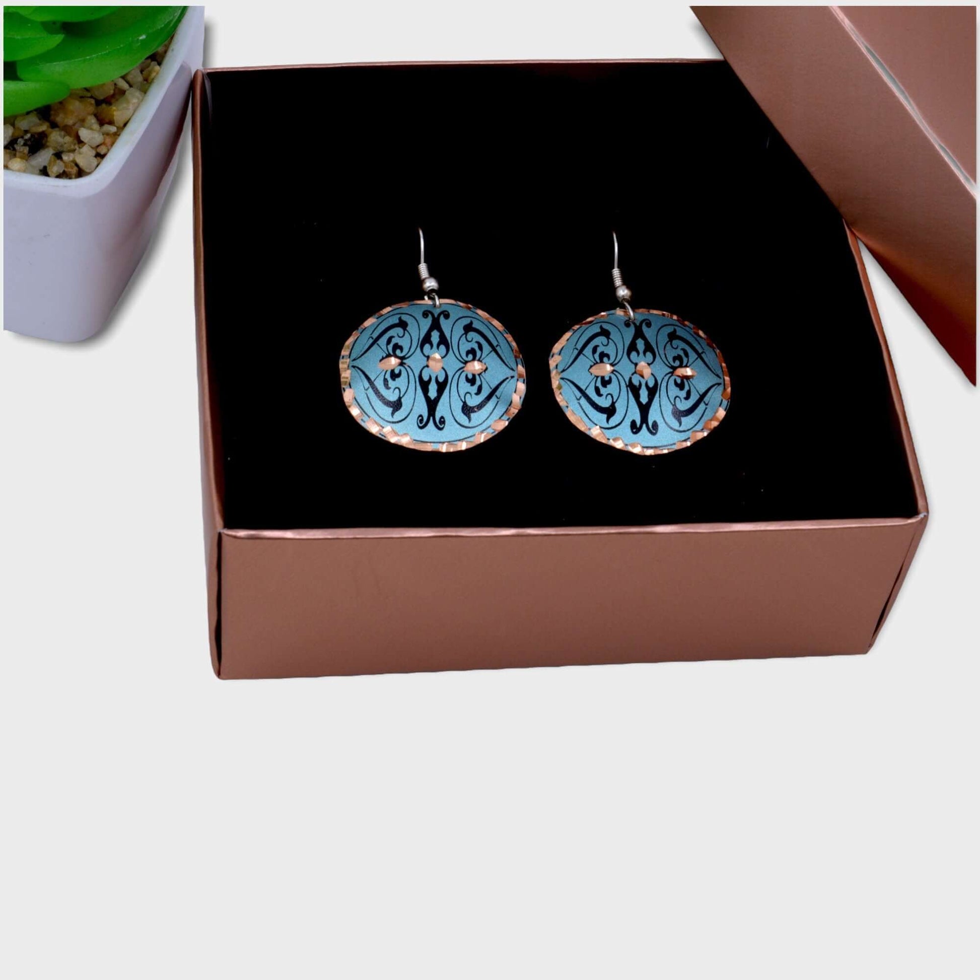 Green Copper Circle Earring Jewellery