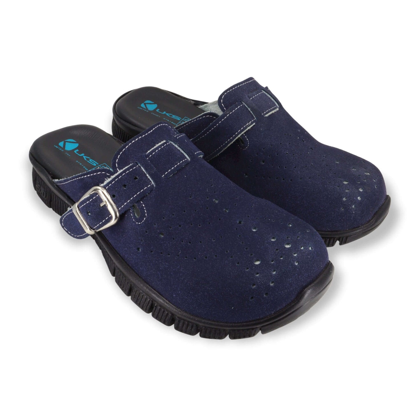  Nubuk Butterfly Navy Blue Leather Clogs Slipper Mules Nursing Shoes Comfortflex Gift for Women, Super Comfy, Handmade, Low Heel, Indoor Outdoor