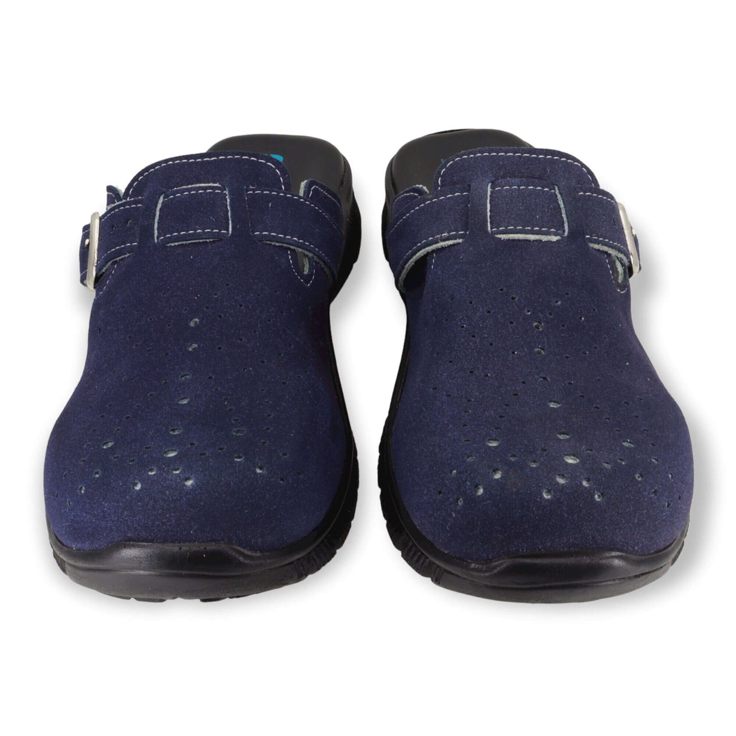  Nubuk Butterfly Navy Blue Leather Clogs Slipper Mules Nursing Shoes Comfortflex Gift for Women, Super Comfy, Handmade, Low Heel, Indoor Outdoor