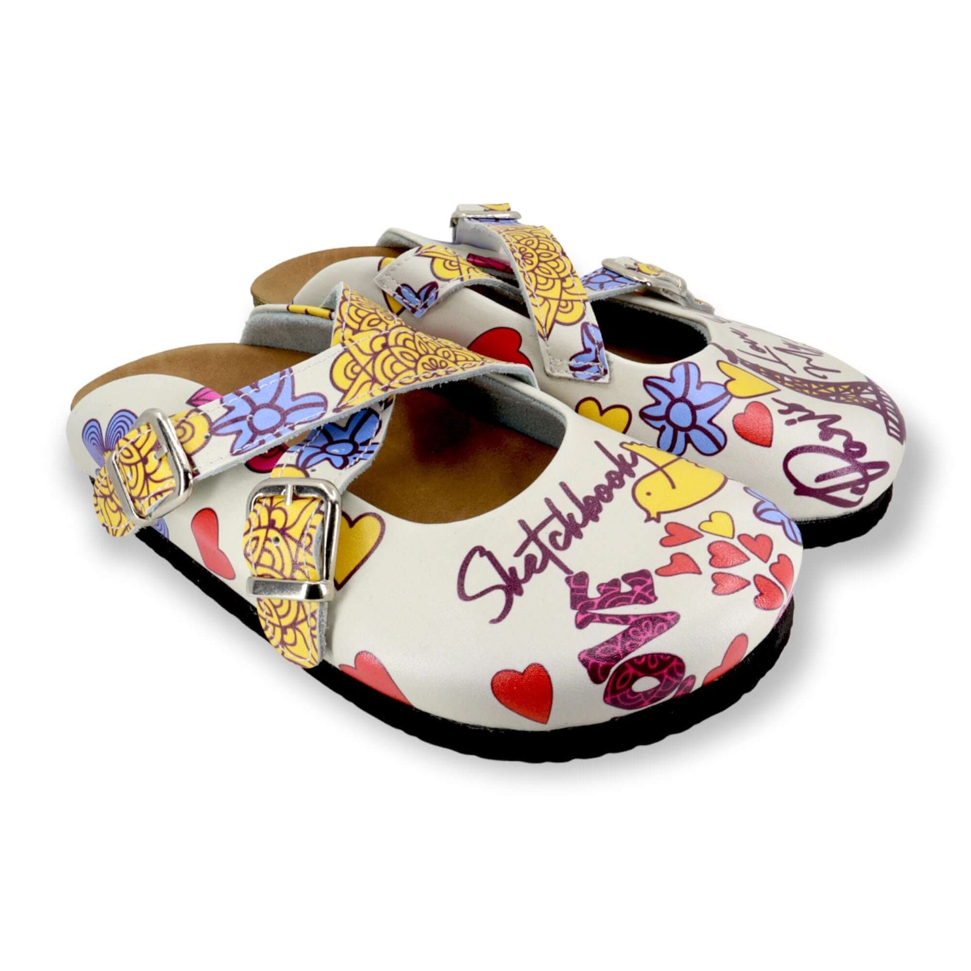 Paris Cork Leather Cross Band Clogs, Slipper, Mules Boston Clogs, Gift for Women, Super Comfy, Handmade, Low Heel, Indoor Outdoor