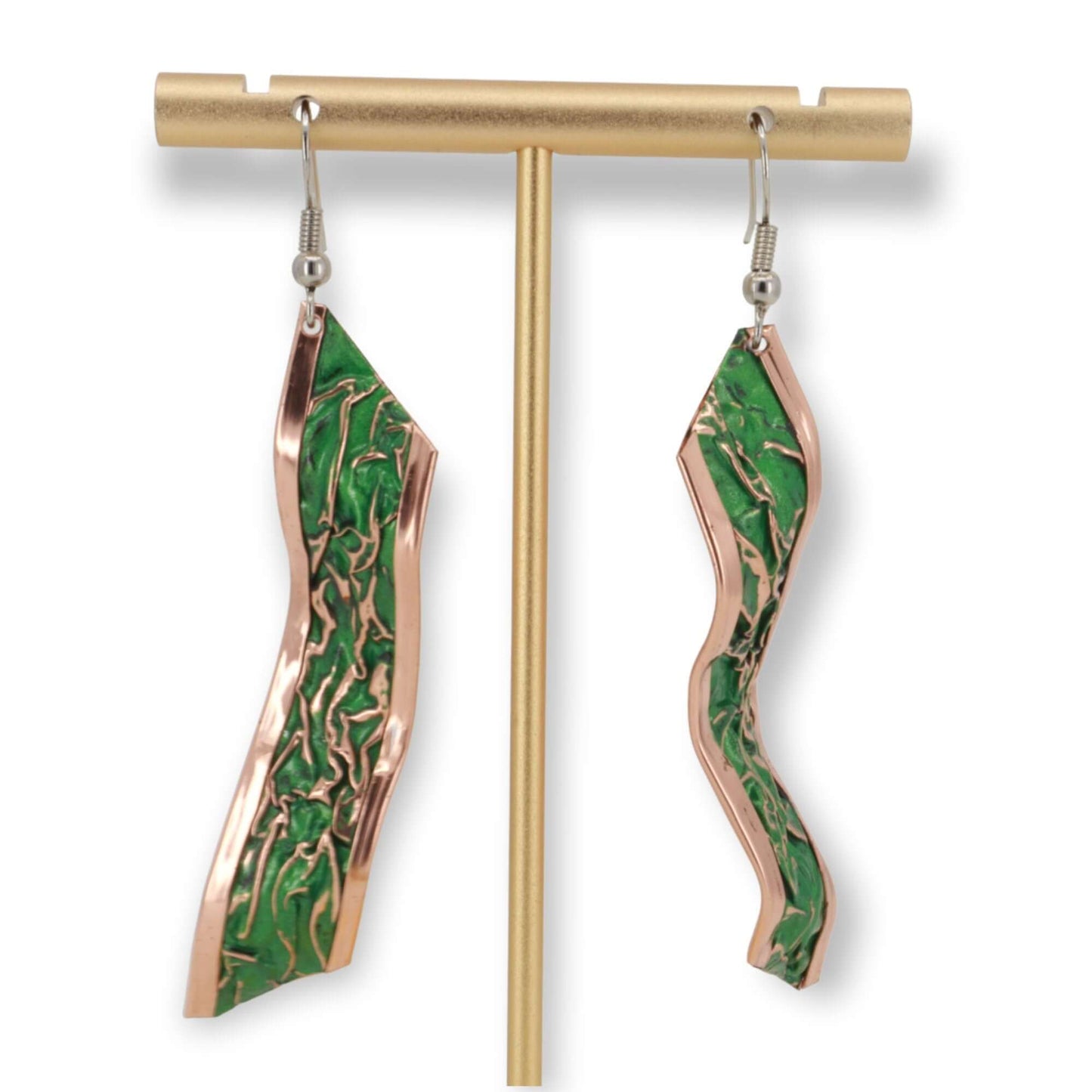 Green Copper Wrinkled Earring Jewellery
