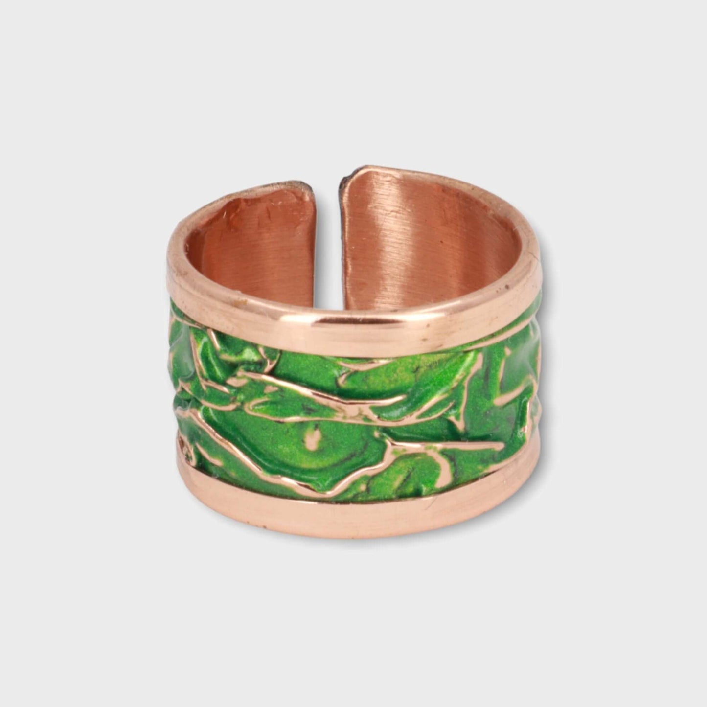 Green Copper Wrinkled Adjustable Ring Jewellery