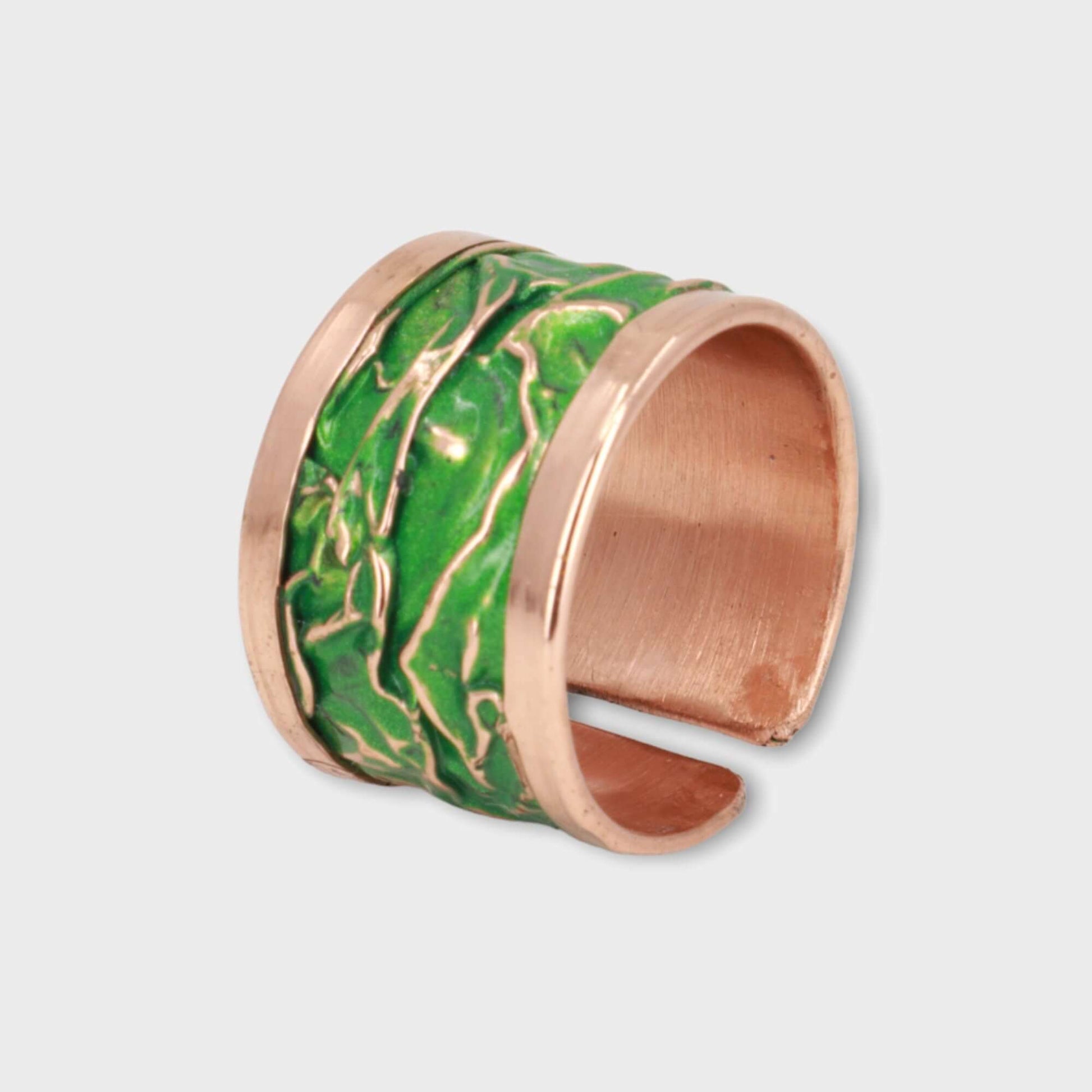 Green Copper Wrinkled Adjustable Ring Jewellery
