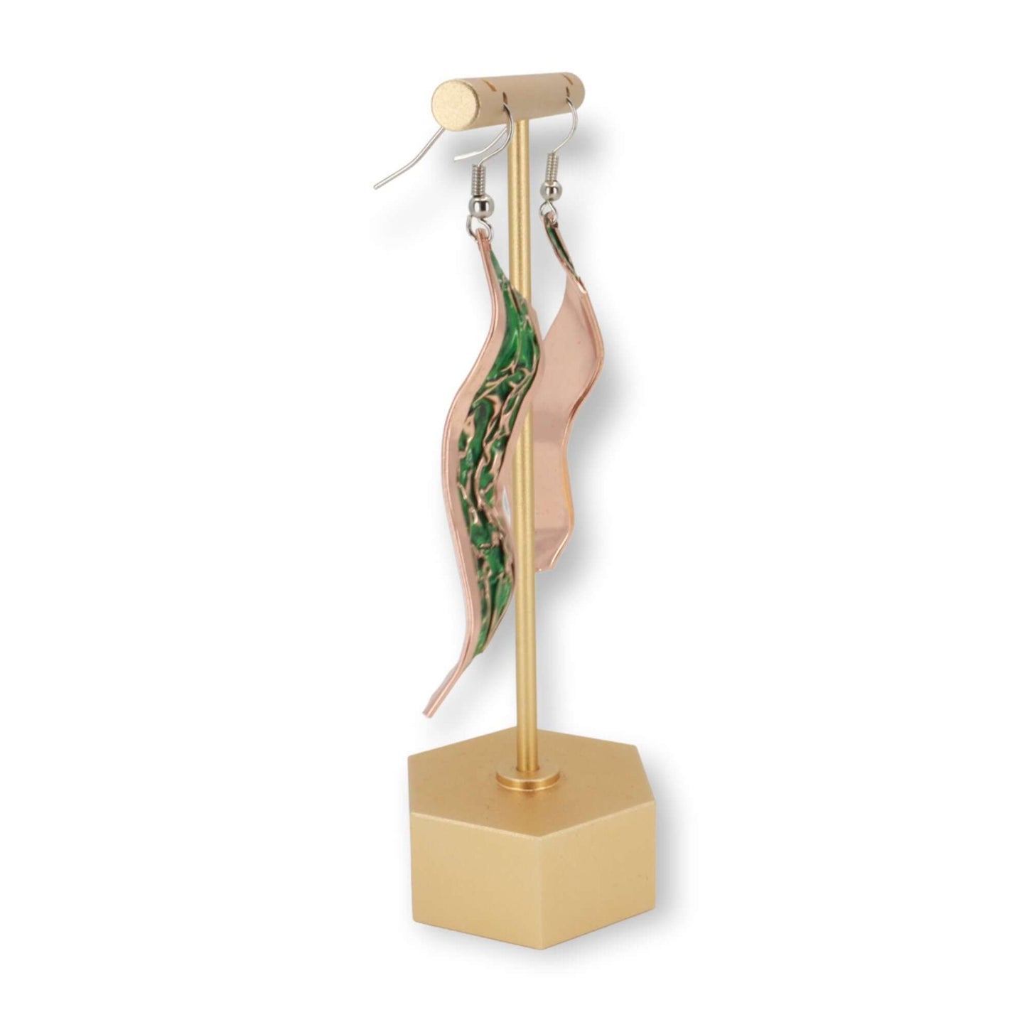 Green Copper Wrinkled Earring Jewellery