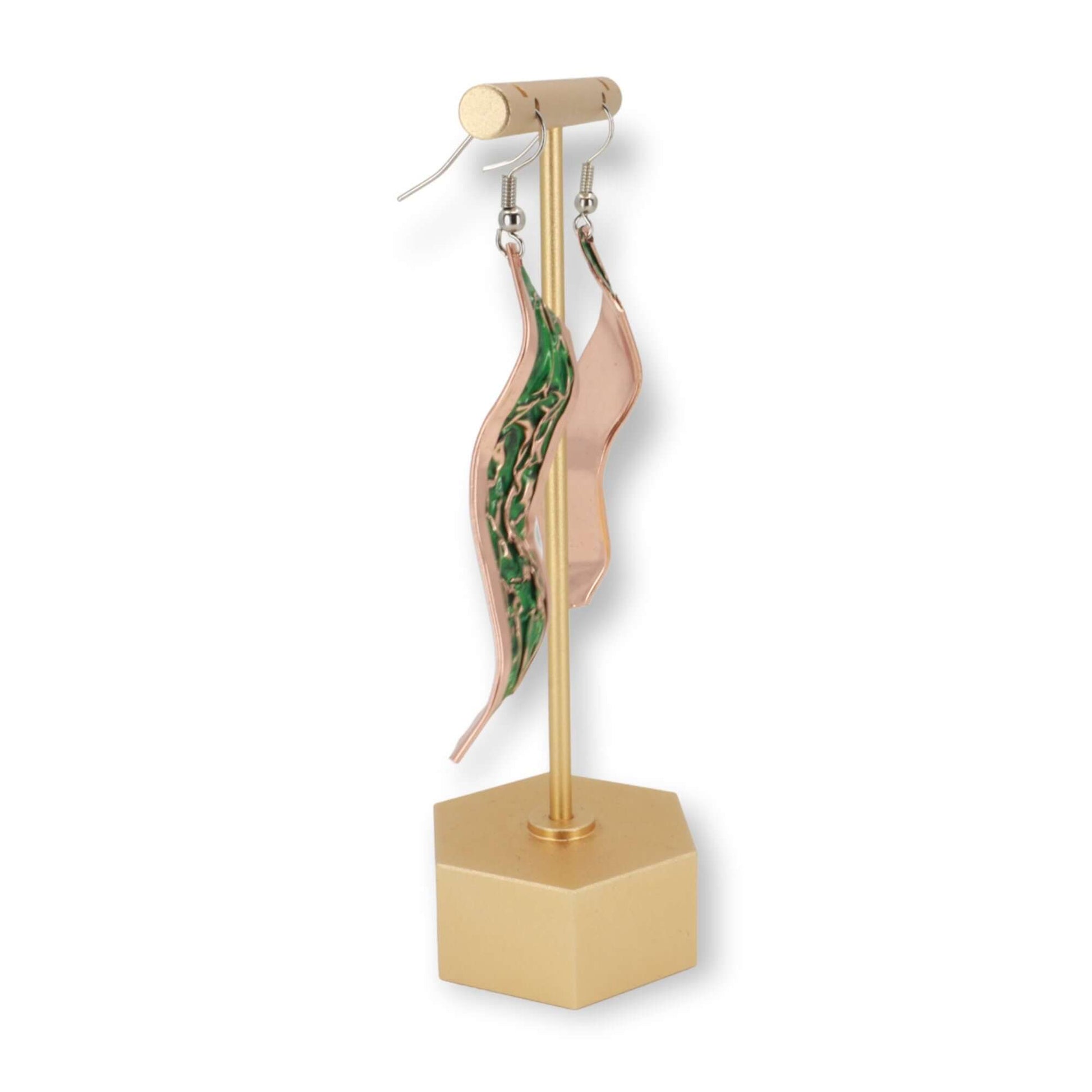 Green Copper Wrinkled Earring Jewellery