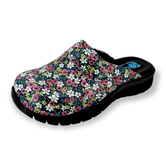 Purple Flower Leather Clogs Slippers Mules Nursing Clogs Handmade Comfortflex Gift for Women, Super Comfy, Handmade, Low Heel