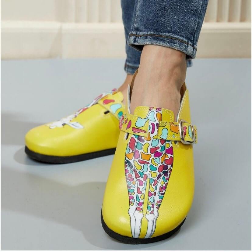 Giraffe Leather Cork Clogs | Slipper | Mules Boston Clogs, Gift for Women and Men, Unisex, Super Comfy, Handmade, Low Heel, Indoor Outdoor