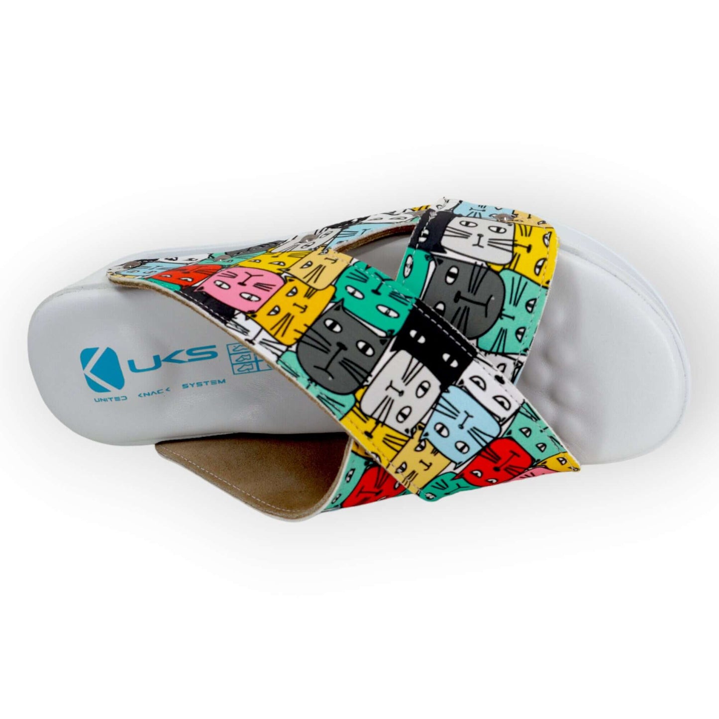 Colorful Cats Cross Band Air Clogx Leather Open Toe Slippers Clogs Mules Boston Clogs, Gift for Women and Men, Unisex, Super Comfy, Handmade, Low Heel