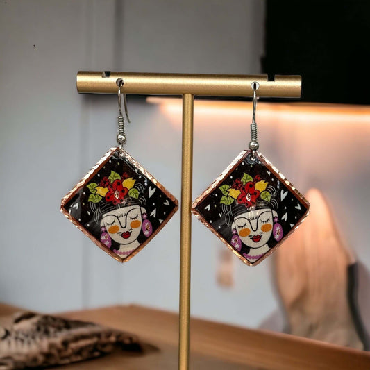Frida Kahlo Copper Circle Earring Jewellery
