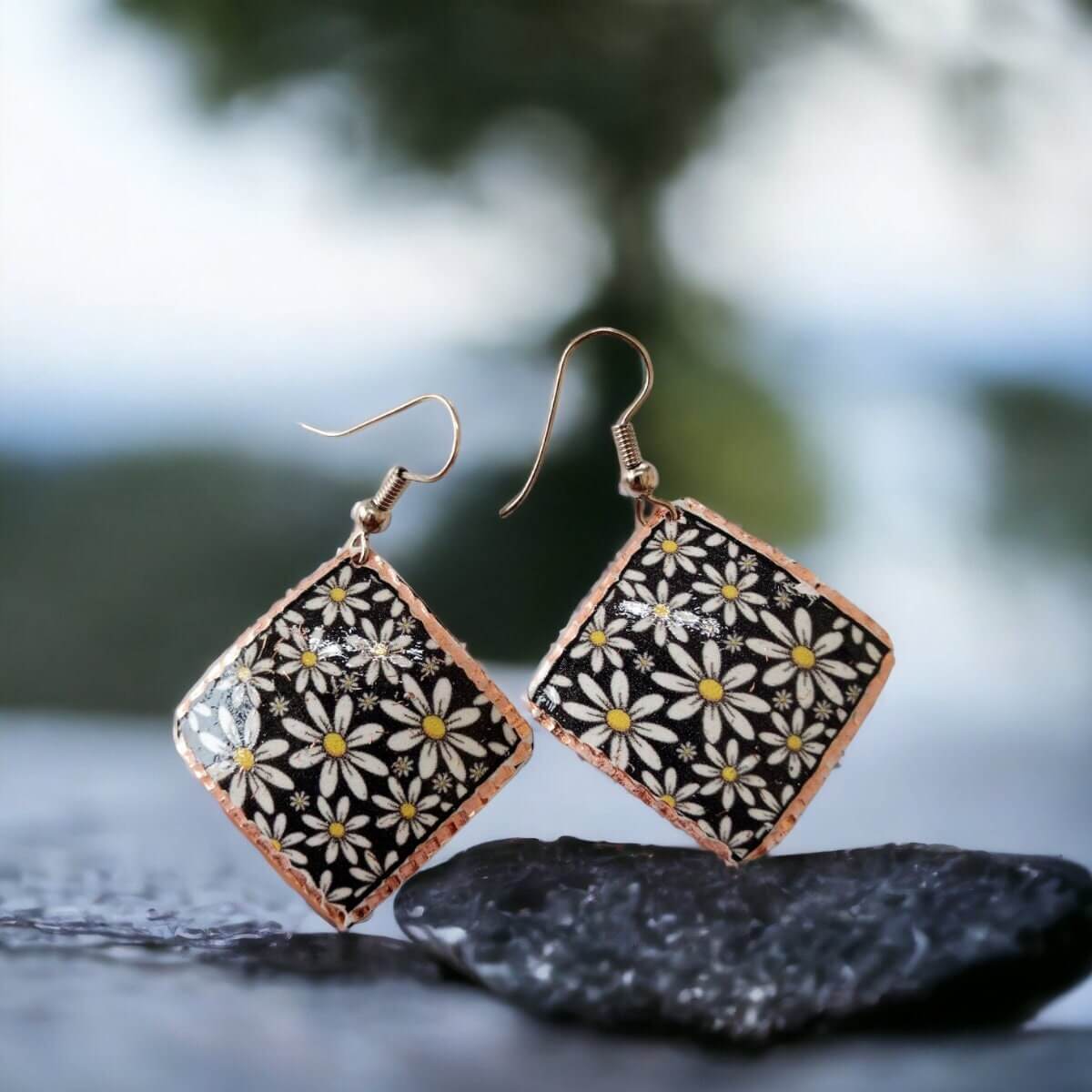 Daisies Copper Square Earring Jewellery Gift