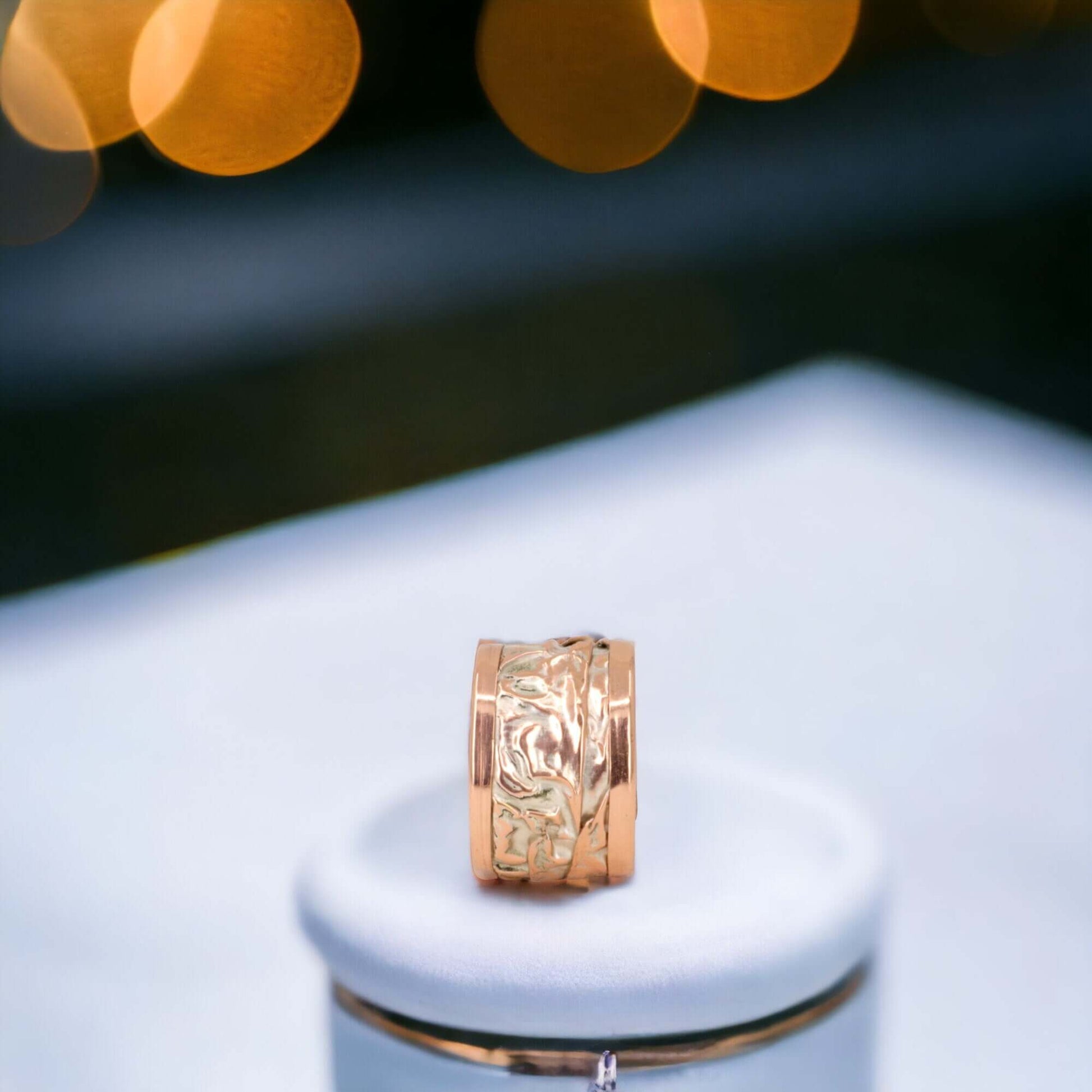 Silver Copper Wrinkled Adjustable Ring Jewellery