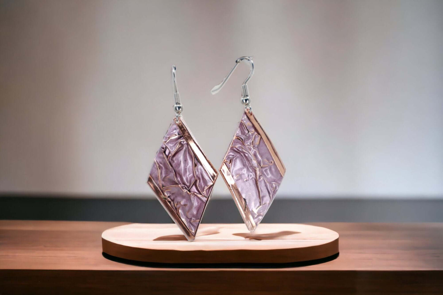  Pink Copper Wrinkled Necklace Earring Adjustable Ring Bracelet Set Christmast Birthday Anniversary Gift, Gift for her, Dangly Earring, Gift for Women