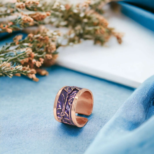 Purple Copper Wrinkled Adjustable Ring Jewellery