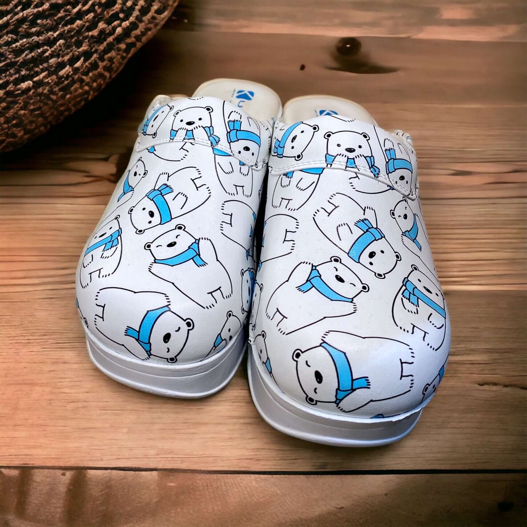 Polar Bear Air Clogx Leather Clogs Slippers Nursing Clogs Handmade, High Heel, Platform, Gift for Her, Gift for Women, Slip Resistant
