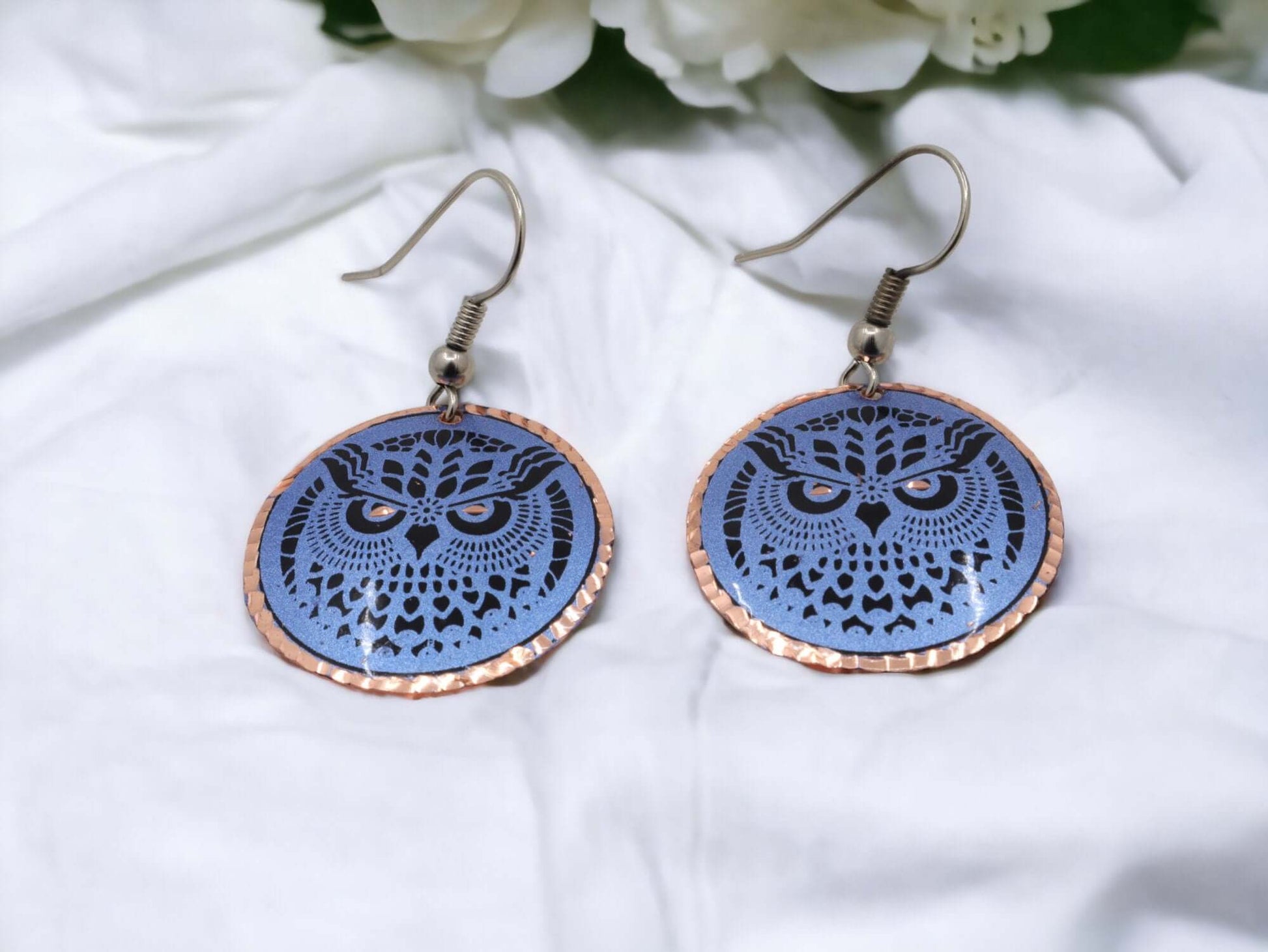 Blue Owl Copper Circle Earring Jewellery