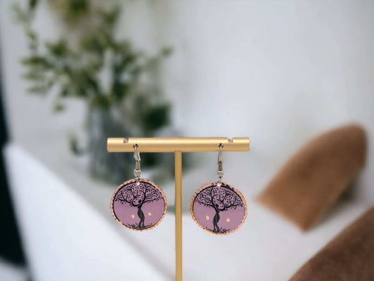 Lavander Tree Copper Circle Earring Jewellery