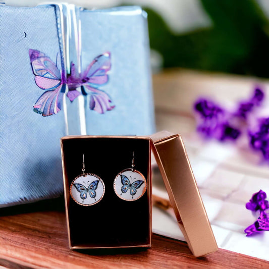 Butterfly Copper Circle Earring Jewellery Gift