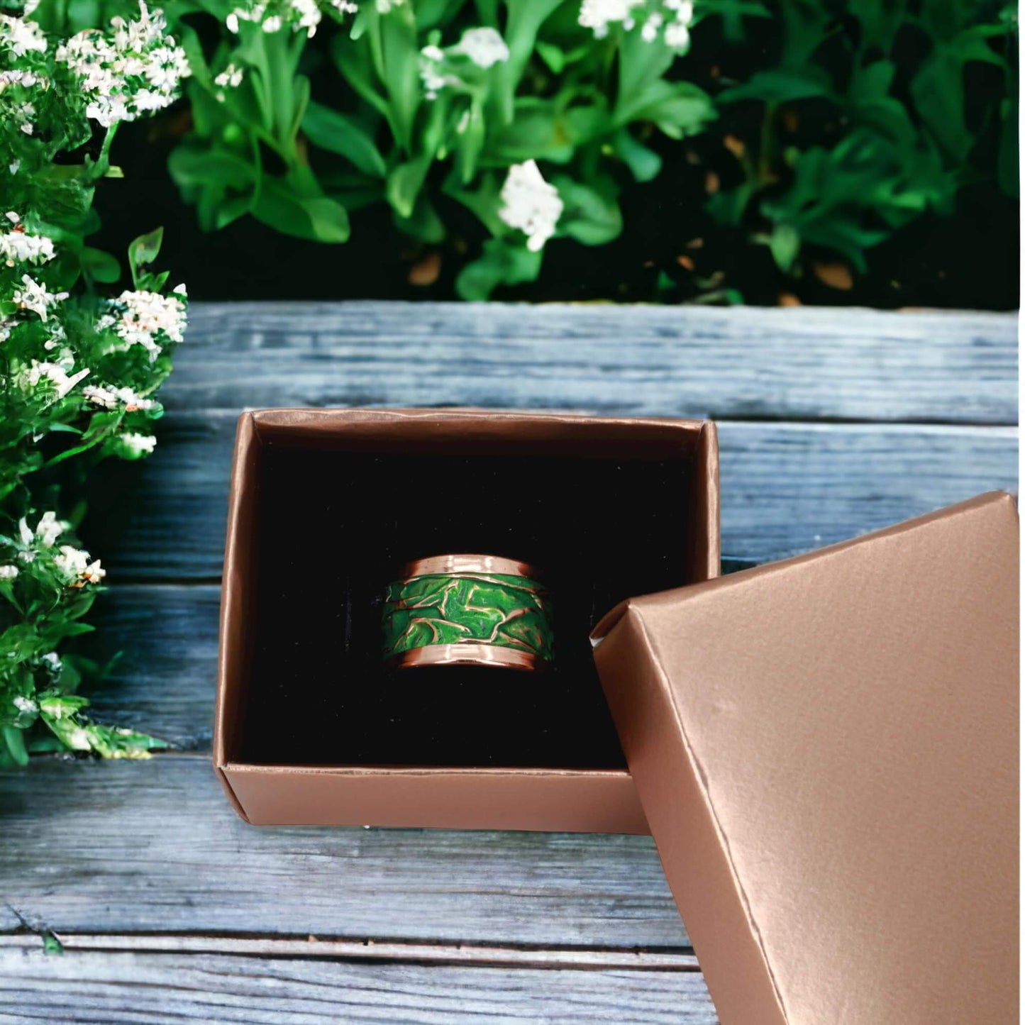 Green Copper Wrinkled Adjustable Ring Jewellery