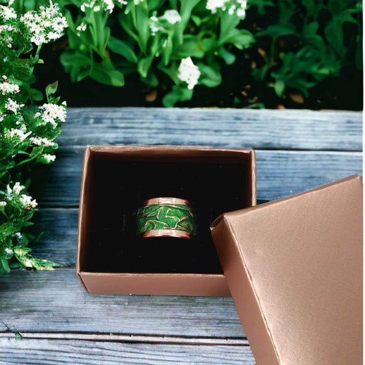 Green Copper Wrinkled Adjustable Ring Jewellery