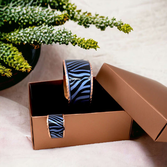 Blue Copper Adjustable Ring Bracelet Jewelry Set Jewellery