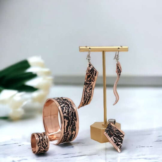 Black Wrinkled Copper Jewelry Set Jewellery 
