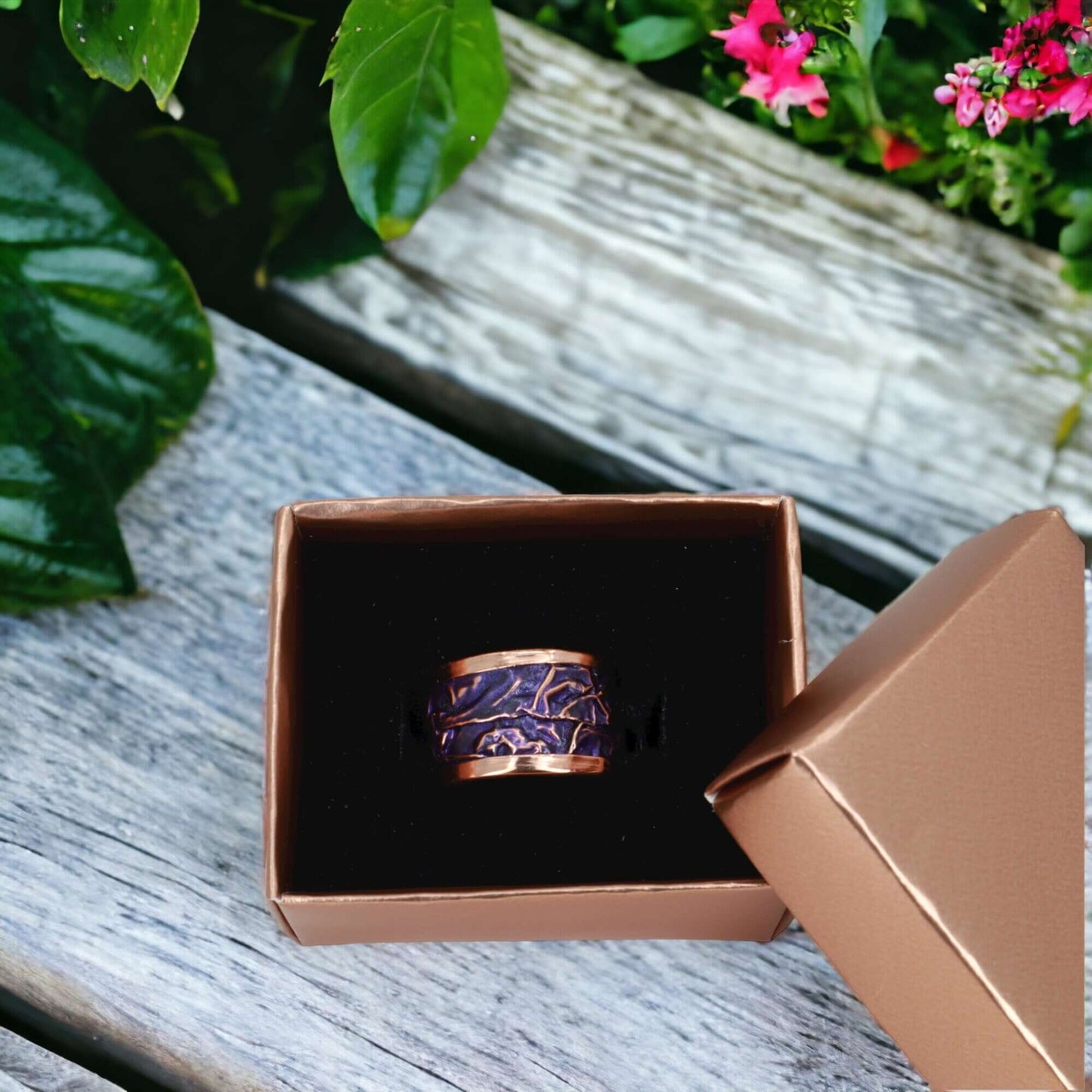 Purple Copper Wrinkled Adjustable Ring Jewellery