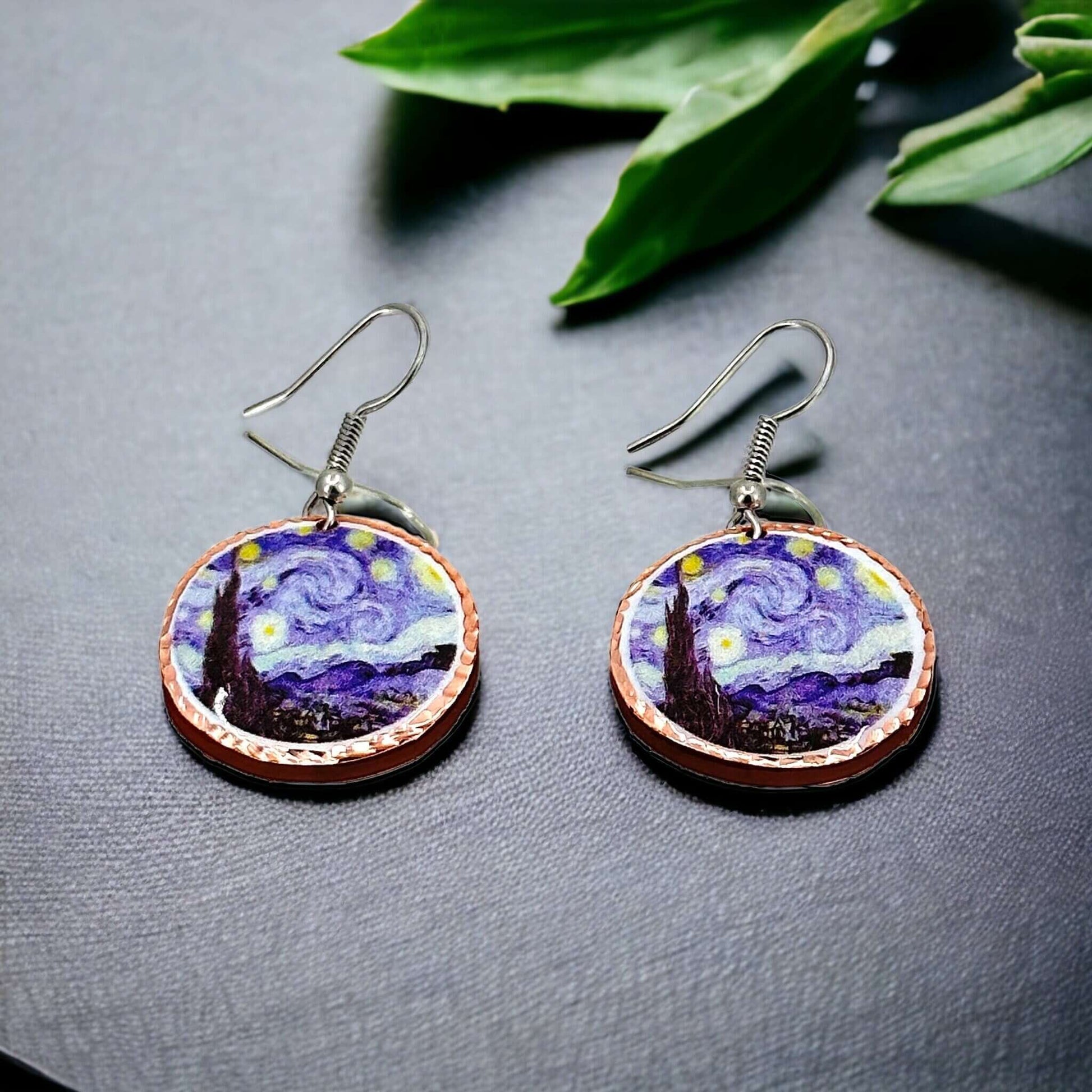  Van Gogh Starry Night Copper Adjustable Ring Earrings Bracelet Set