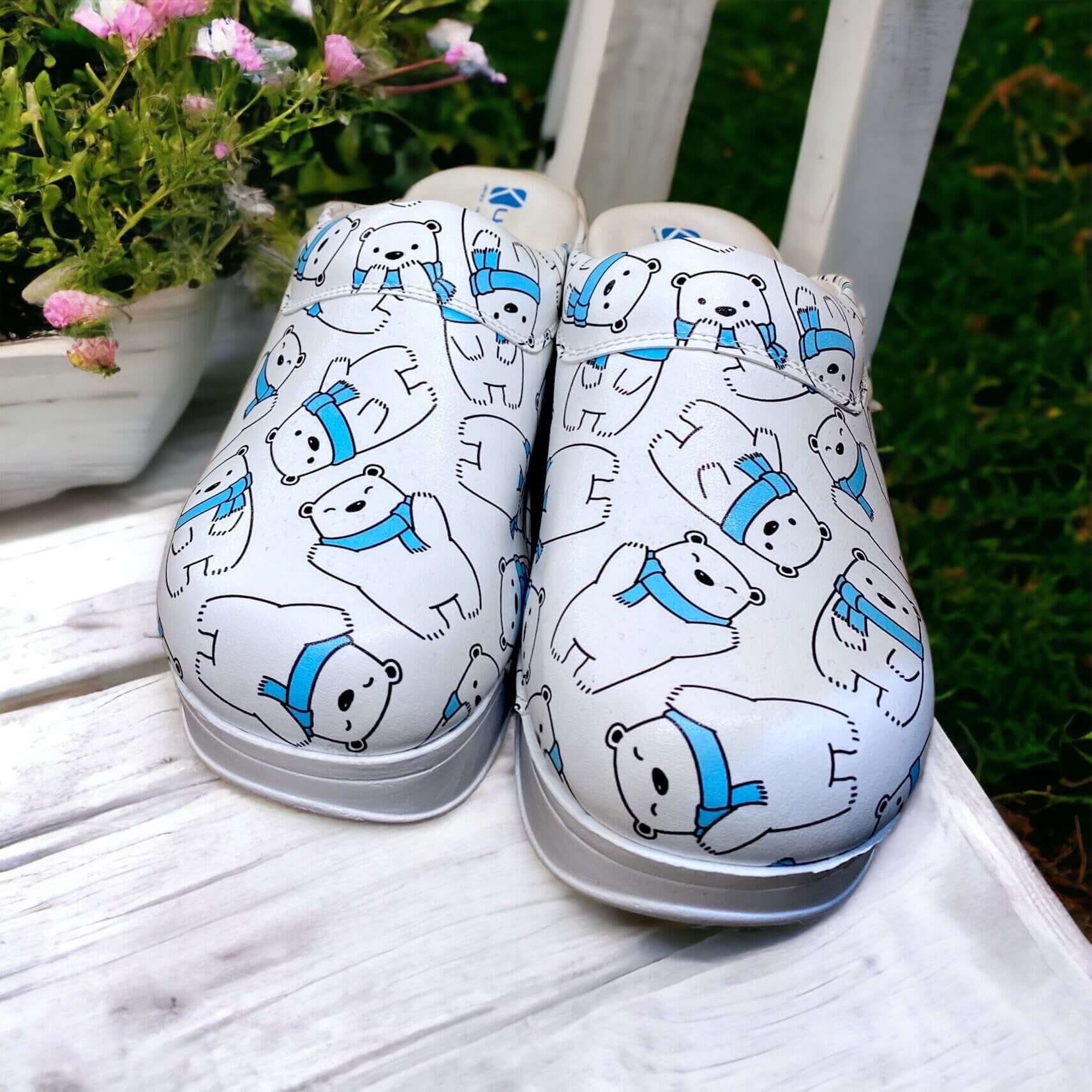 Polar Bear Air Clogx Leather Clogs Slippers Nursing Clogs Handmade, High Heel, Platform, Gift for Her, Gift for Women, Slip Resistant