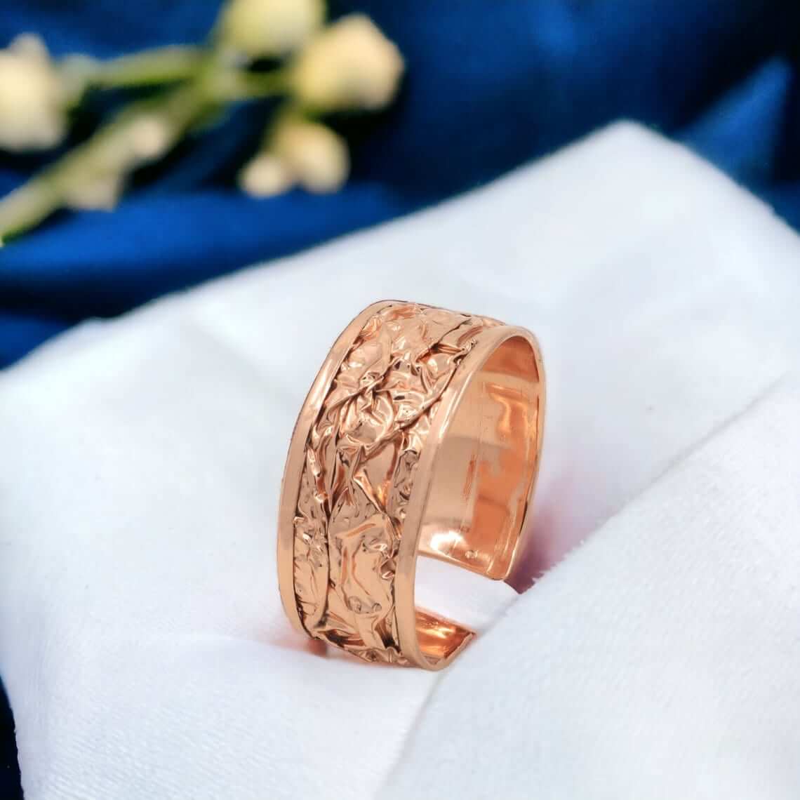  Copper Wrinkled Necklace Earring Adjustable Ring Bracelet Jewellery Set