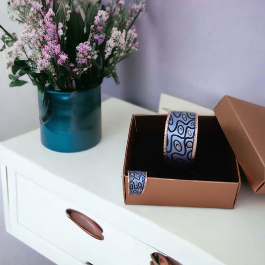 Blue Curvy Shapes Copper Jewelry Set Jewellery