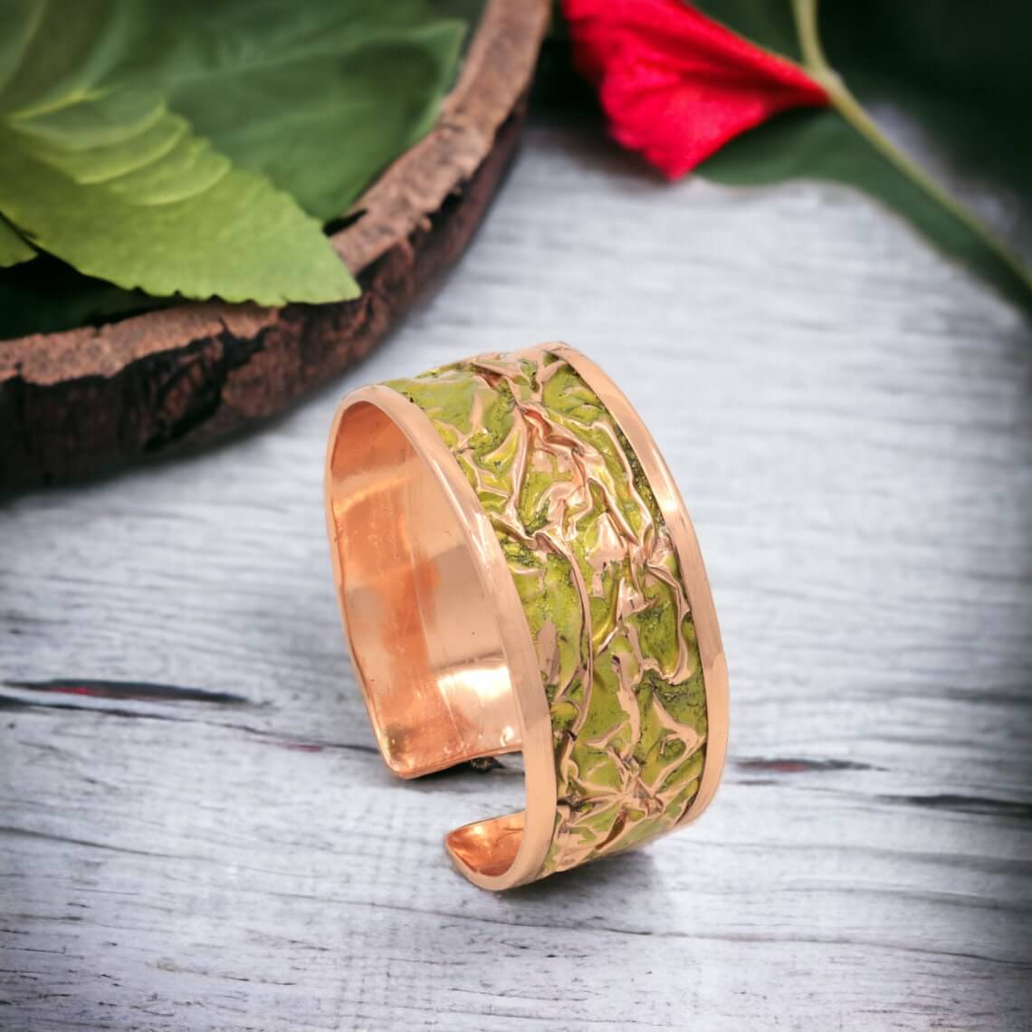 Yellow Copper Wrinkled Necklace Earring Adjustable Ring Bracelet Jewellery Set